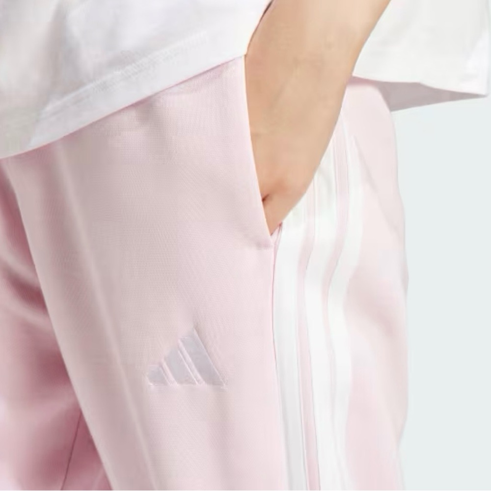 NWT Adidas Essentials 3 Stripes French Terry Pink Pants - Size L